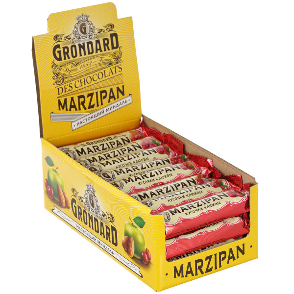 №1 TM Grondard     (8415) Батончики глазированные Марципановые Клюква, (24шт по 50г)    в Аксае