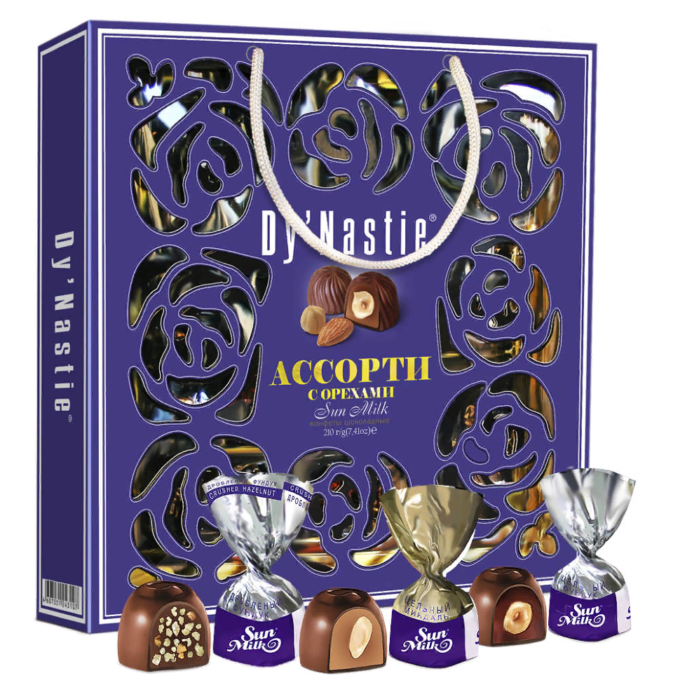  Династия Сумка Конфеты "Ассорти с орехами", 210г     в Аксае